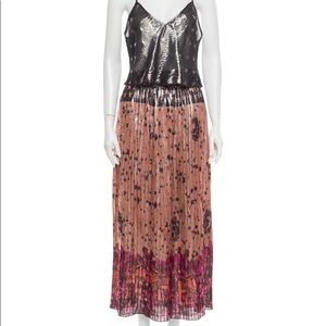 Holiday party dress Anna Sui silk two piece skirt set size small